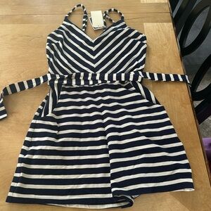 Navy striped romper